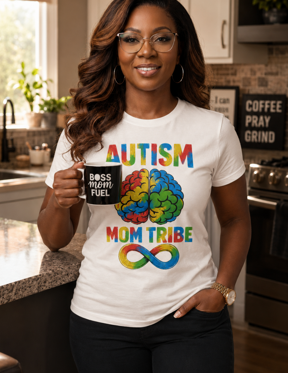 Autism Mom Tribe graphic shirt celebrating inclusion and support
