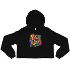 Black - Women's Be Kind rainbow graphic crop hoodie with inspirational message
