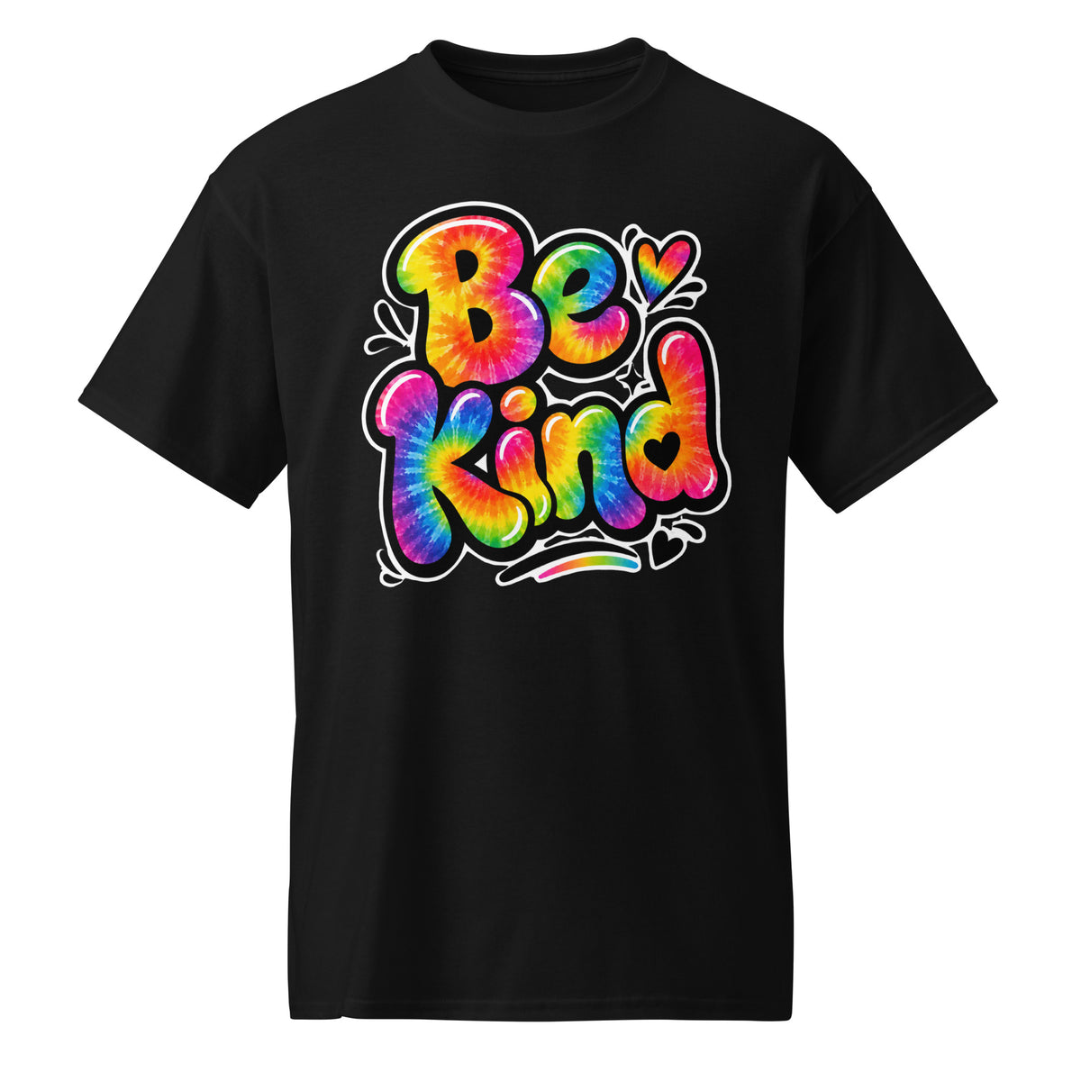 Be Kind colorful graphic tee product mockup featuring the positive kindness design