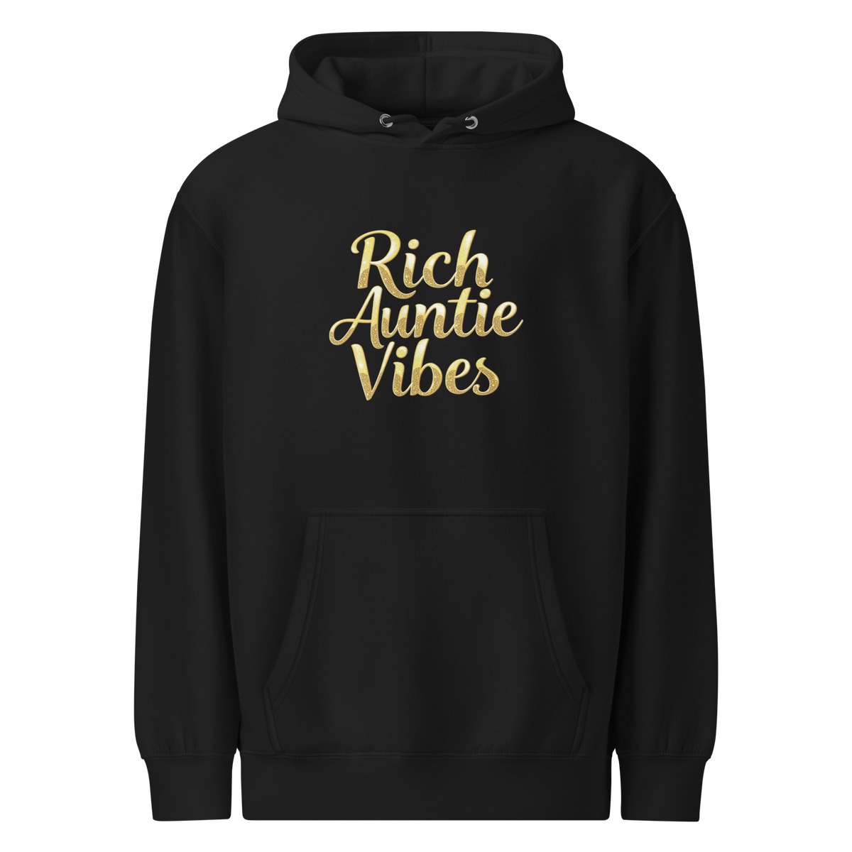Rich Auntie Vibes women's hoodie product mockup featuring the confident auntie design