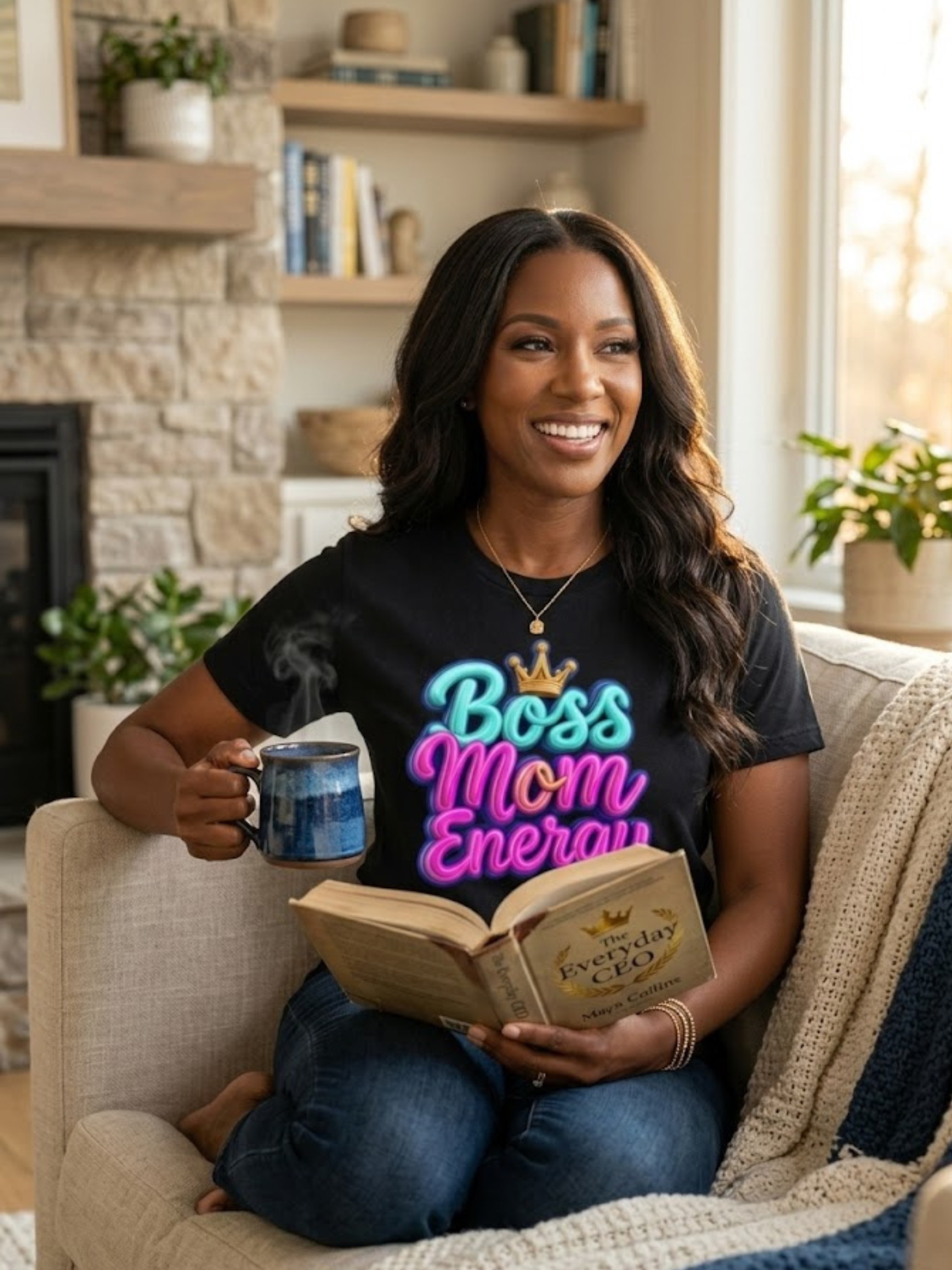 Boss Mom Energy graphic tee for confident moms and entrepreneurs