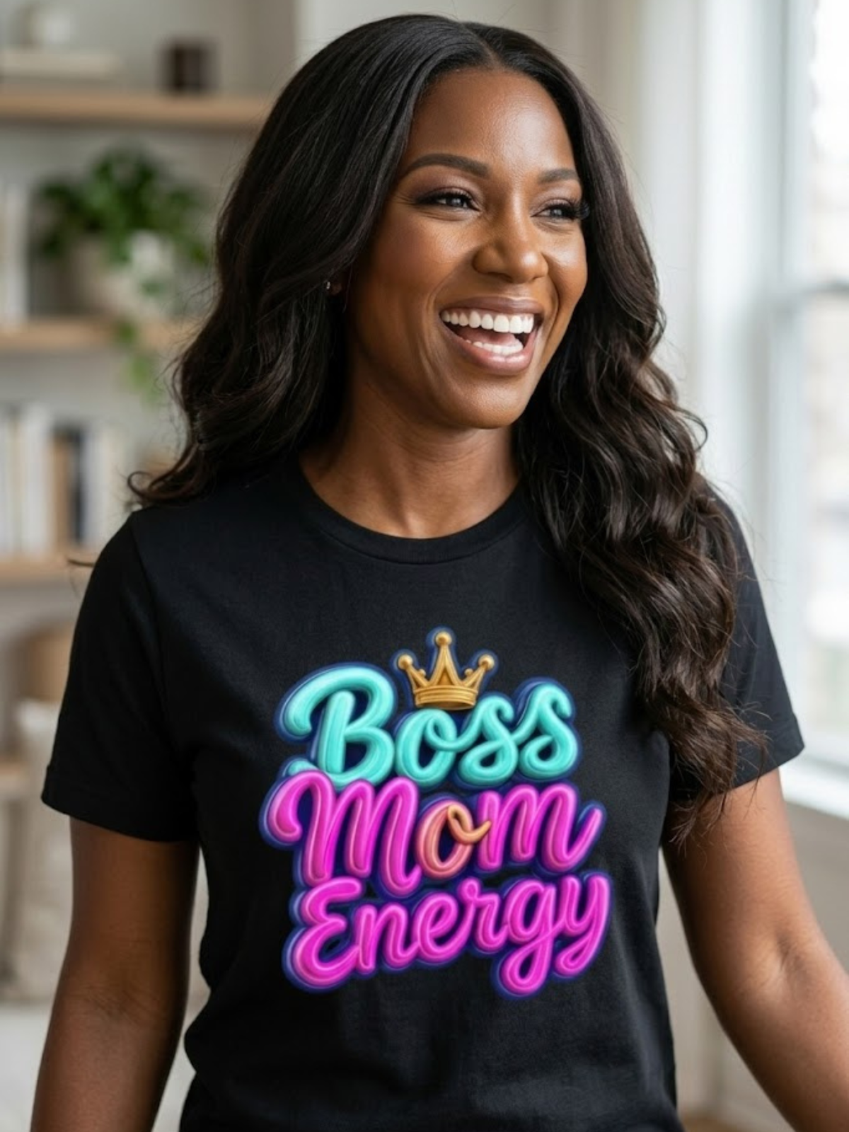 Women's Boss Mom Energy graphic tee for ambitious moms