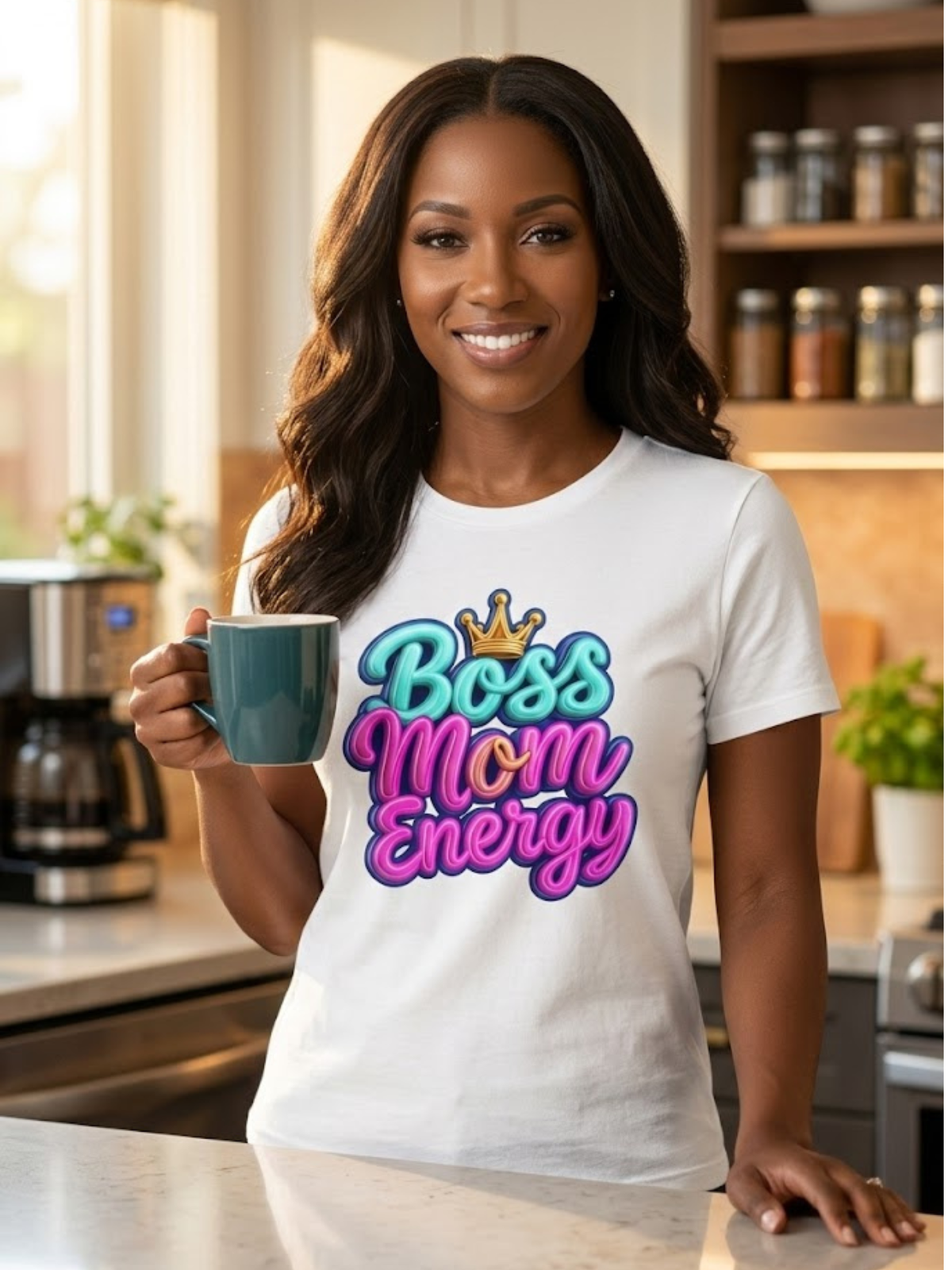 Boss Mom Energy graphic tee for working moms and mompreneurs