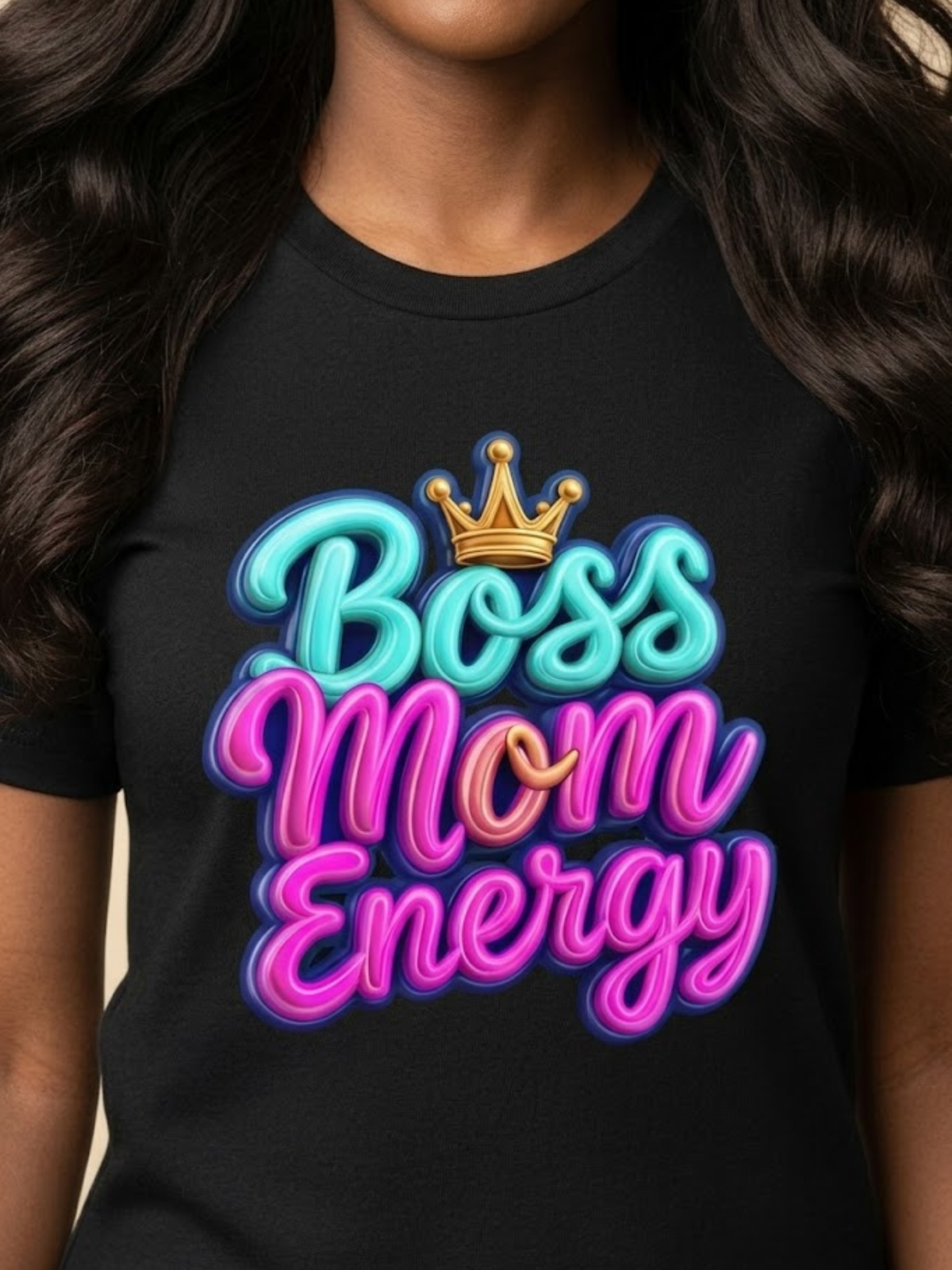 Boss Mom Energy graphic tee celebrating confident entrepreneurial moms