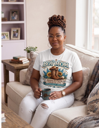 Western Boy Mom graphic tee with cowboy boots and country-inspired artwork