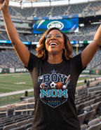 Women's sports mom shirt celebrating life as a proud Boy Mom