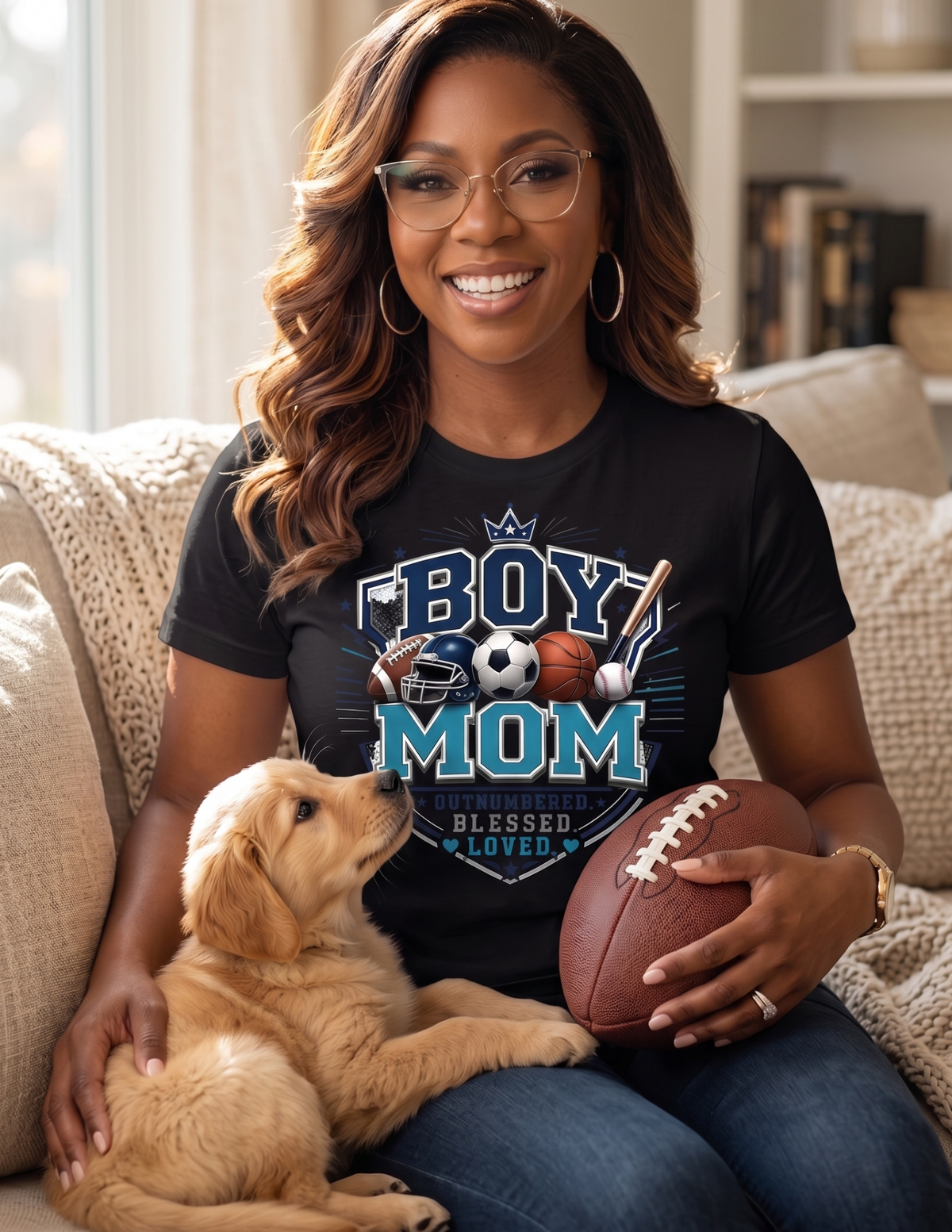 Boy Mom game day graphic tee for proud sports moms