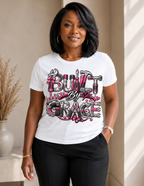 Built By Grace Christian graphic tee with feminine faith-inspired design