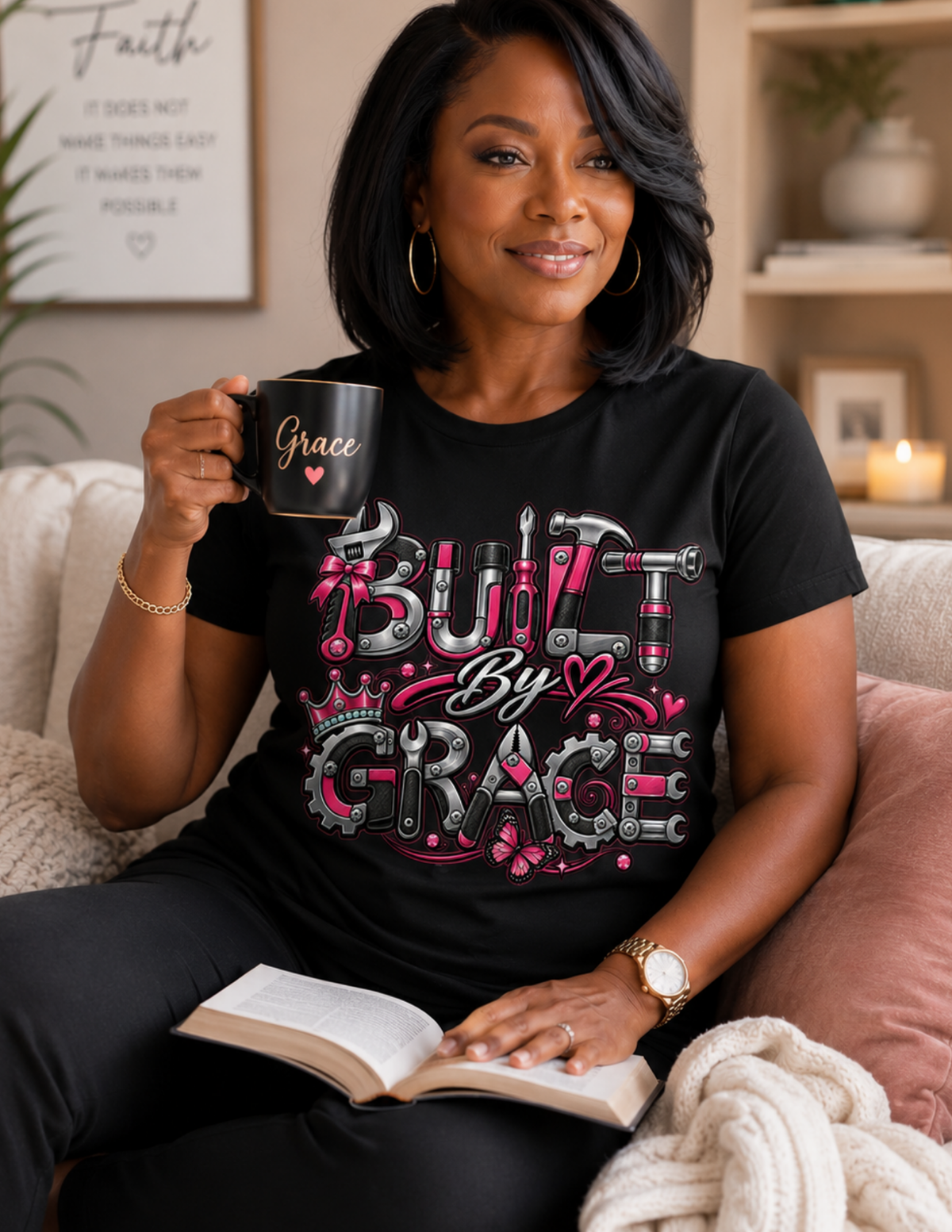 Women's Built By Grace Christian inspirational graphic tee
