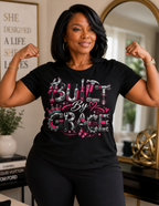 Christian Built By Grace graphic tee with bold feminine typography