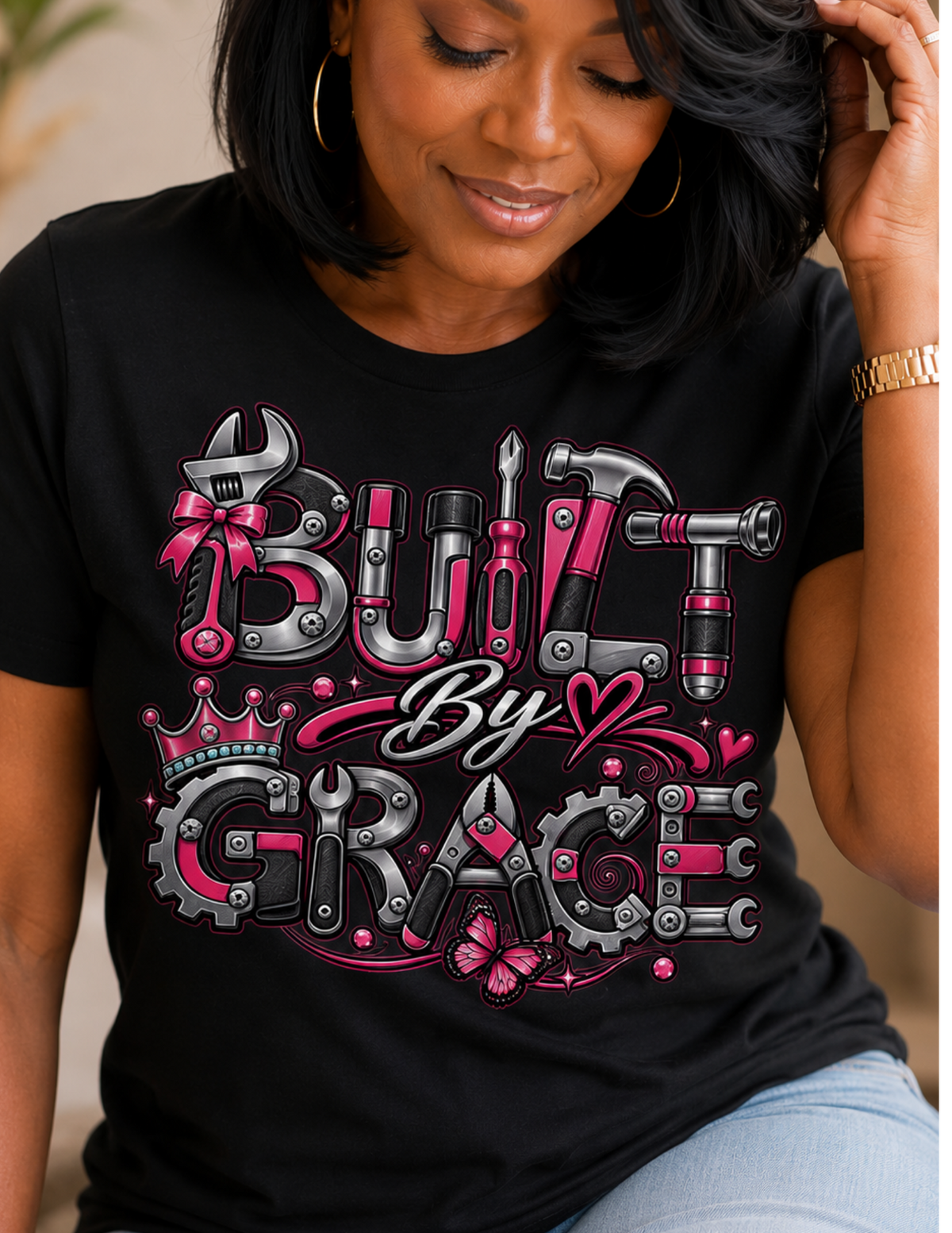 Divine Boutique Built By Grace Christian graphic tee for women