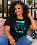 Nana Mode Activated | Retro Gaming Grandma Tee | Blue