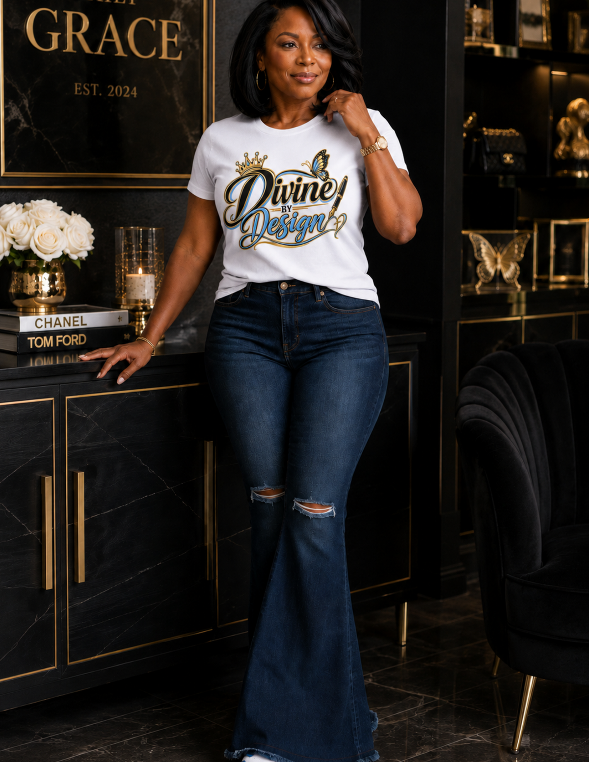Purpose-inspired Divine by Design graphic tee by Divine Boutique