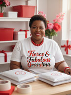 Women's grandma graphic tee featuring the Fierce & Fabulous design