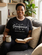 Empowered grandma shirt with Grandpreneur white lettering