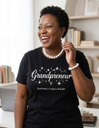 Grandpreneur white lettering graphic tee for grandma