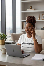 Empowered grandma shirt with Grandpreneur black design