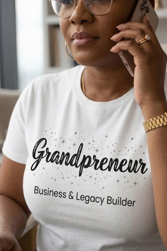 Grandpreneur graphic tee with black lettering