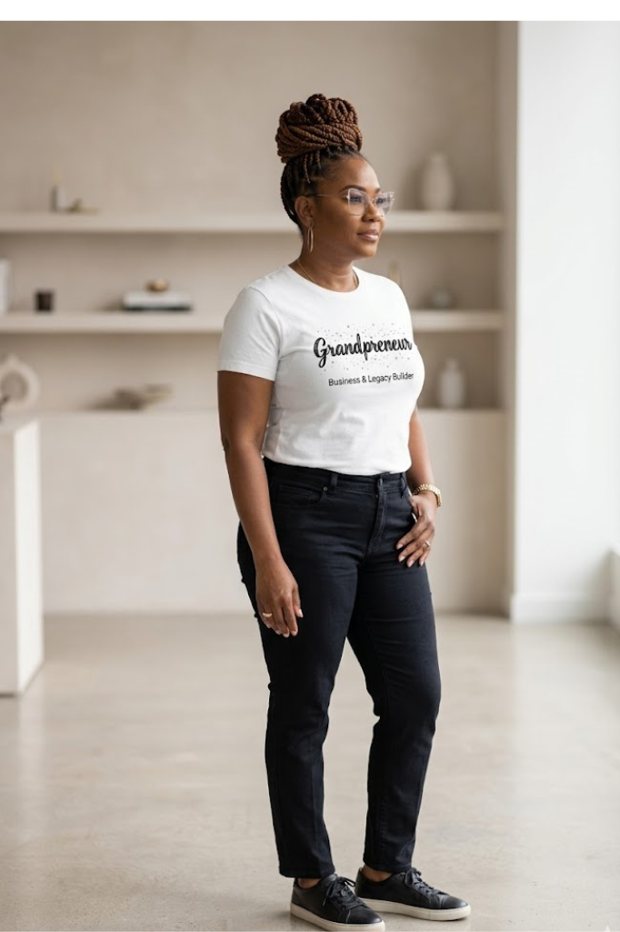 Grandpreneur black lettering graphic tee for grandma