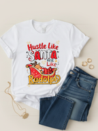 Holiday graphic tee celebrating hustle and rest during Christmas