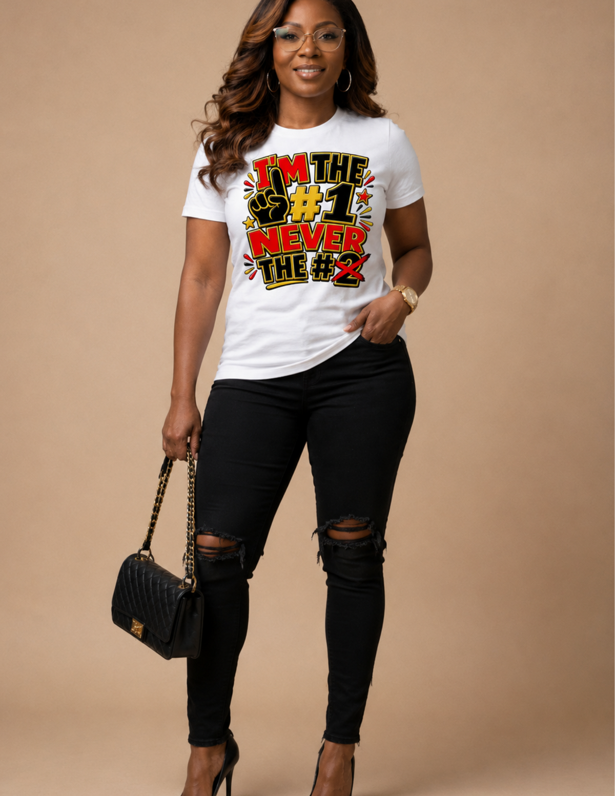 Women's I'm the #1 Never the #2 inspirational statement graphic tee