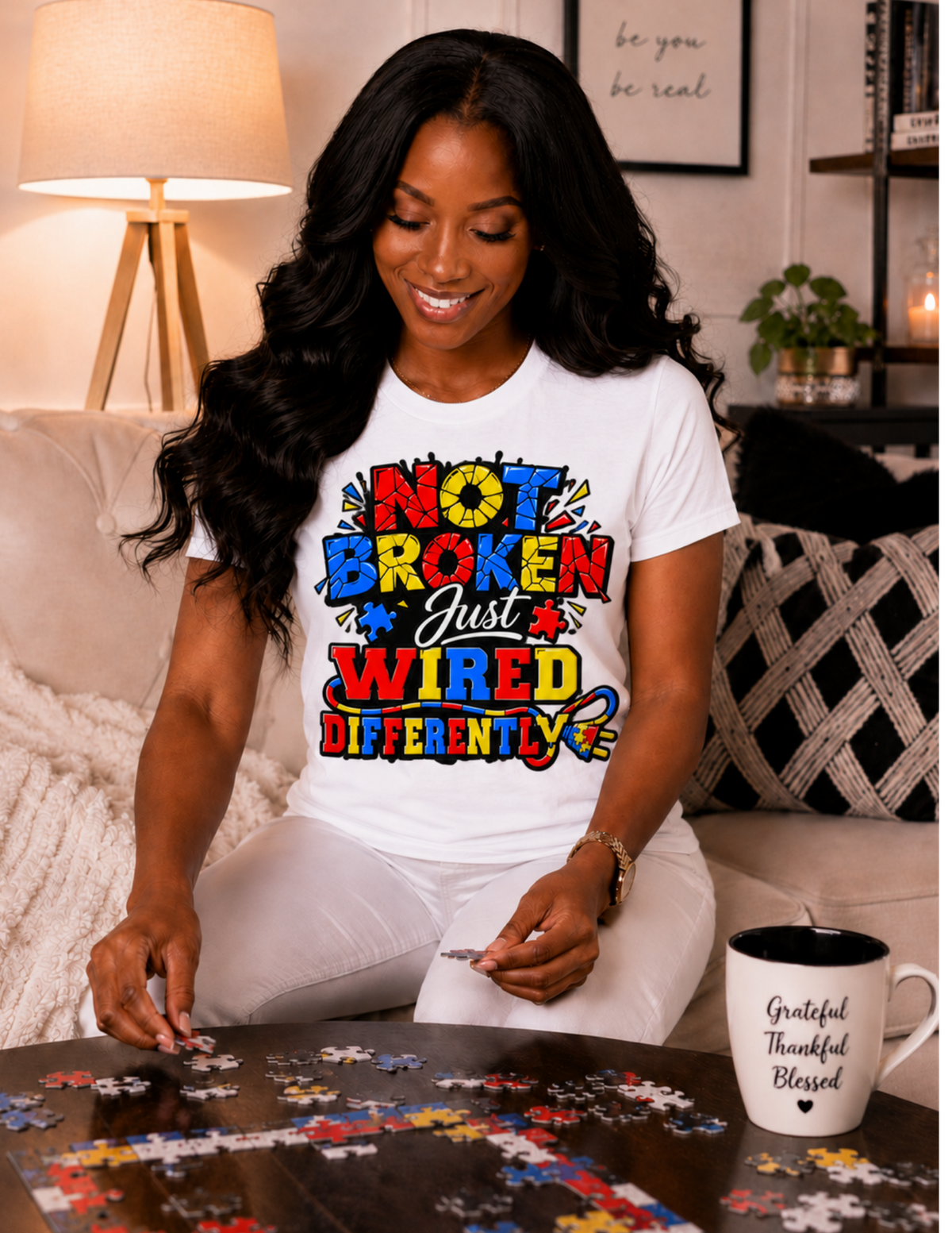 Women's Not Broken Just Wired Differently confidence graphic tee
