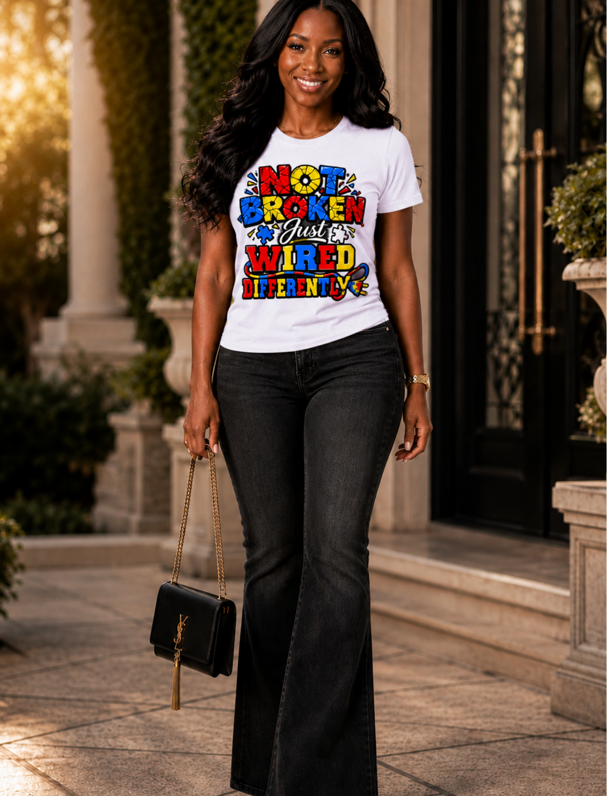 Red Not Broken Just Wired Differently inspirational statement tee