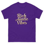 Purple: Rich Auntie Vibes graphic tee product mockup featuring the confident auntie design