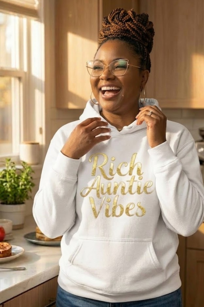Rich Auntie Vibes sweatshirt for women who proudly embrace auntie life