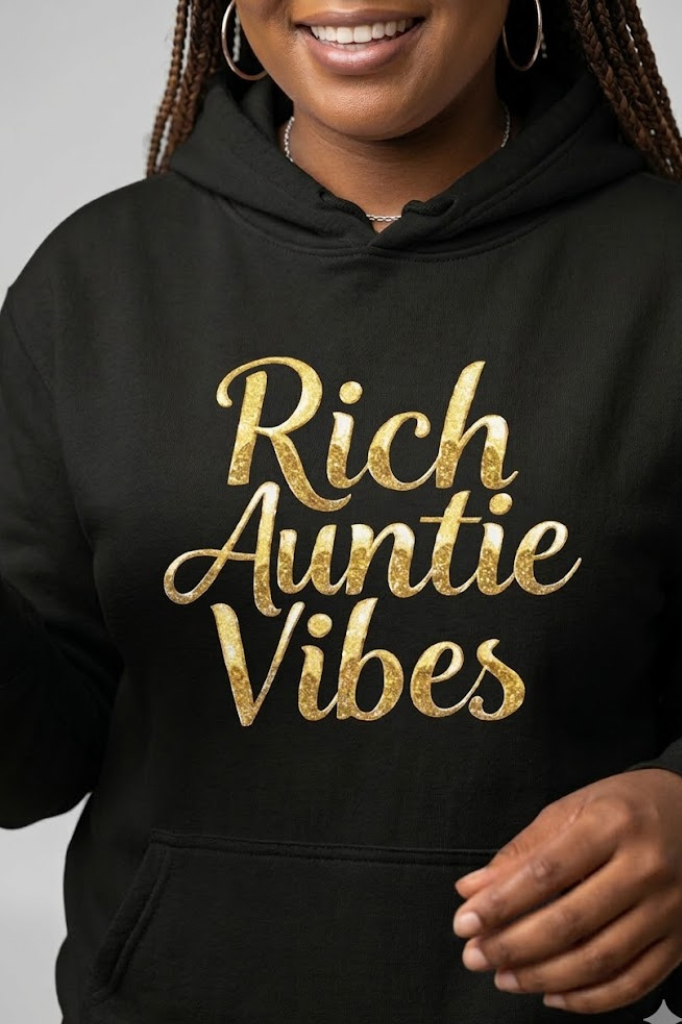 Rich Auntie Vibes women's sweatshirt for fun and fashionable aunties