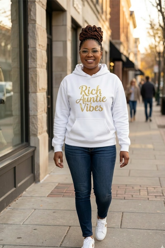 Women's Rich Auntie Vibes sweatshirt for proud aunties