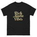 Black: Rich Auntie Vibes graphic tee product mockup featuring the confident auntie design