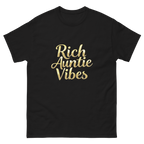 Black: Rich Auntie Vibes graphic tee product mockup featuring the confident auntie design