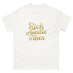 White: Rich Auntie Vibes graphic tee product mockup featuring the confident auntie design