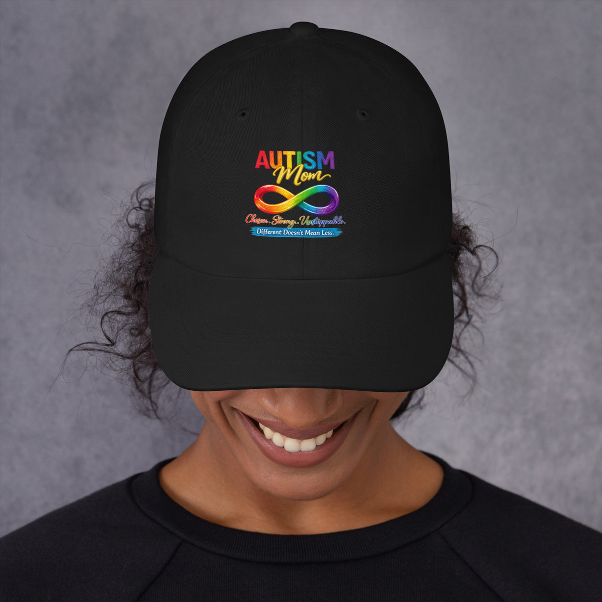 Autism Mom Chosen Strong Unstoppable hat with colorful infinity design