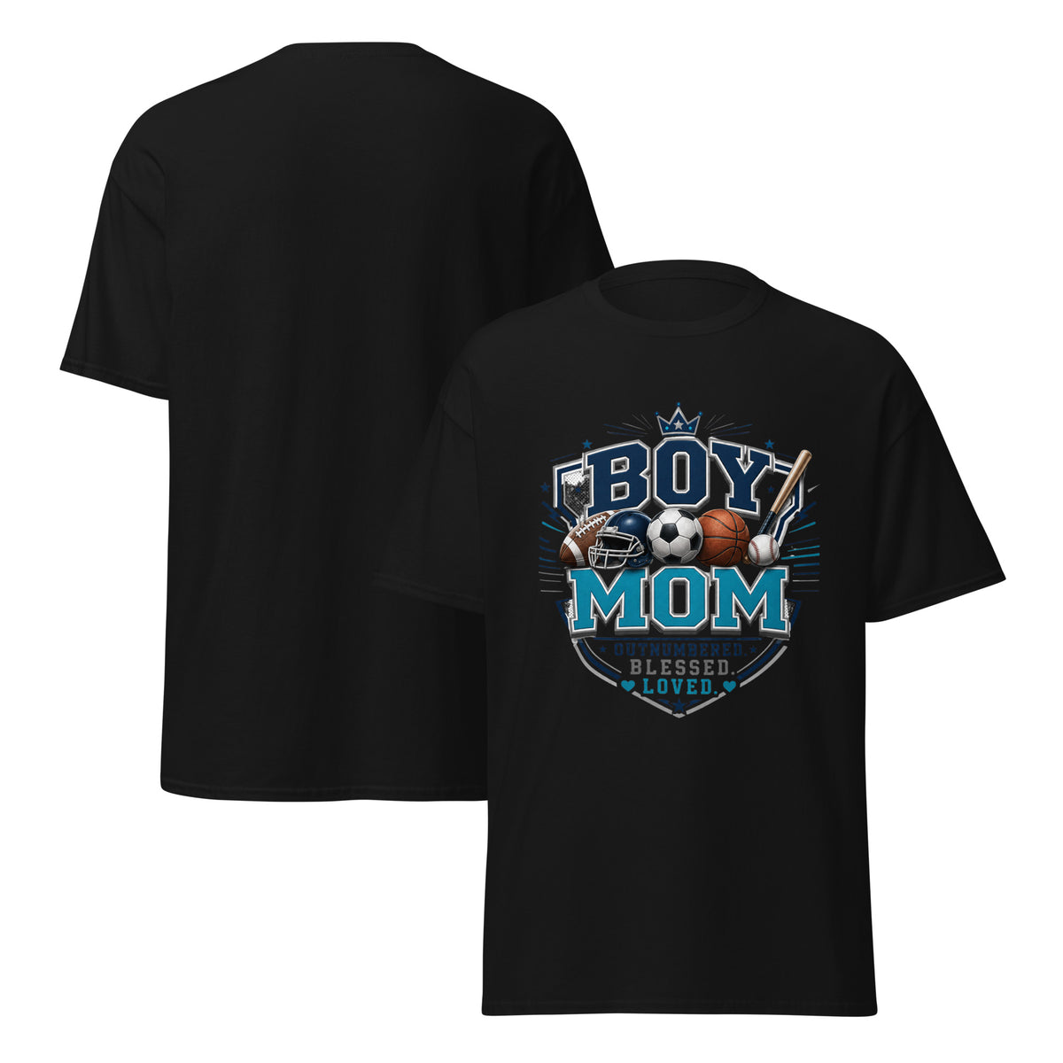 Proud Boy Mom game day shirt with varsity-inspired sports design-Product mockup