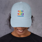 Women's neurodiversity support hat with colorful autism infinity artwork