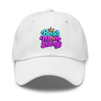 Women's low-profile hat featuring Boss Mom Energy design-Product mockup