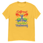 Daisy - Women's colorful Down Syndrome awareness tee with inspirational butterfly design-Product mockup
