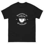 Running on Caffeine and Gratitude shirt styled for casual everyday wear-Product mockup