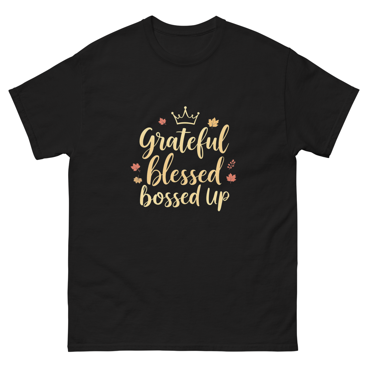 Grateful and Bossed Up empowering graphic tee for women-Product mockup