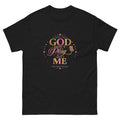 God Don't Play About Me pink and gold faith favor and protection graphic tee