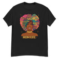 Mom Life graphic tee featuring colorful Black woman Afro artwork Product mockup