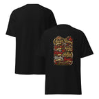 Black-Women's red and gold Identity statement tee celebrating personal growth and strength -front view
