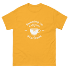 Women's motivational coffee graphic tee with gratitude message-Product mockup