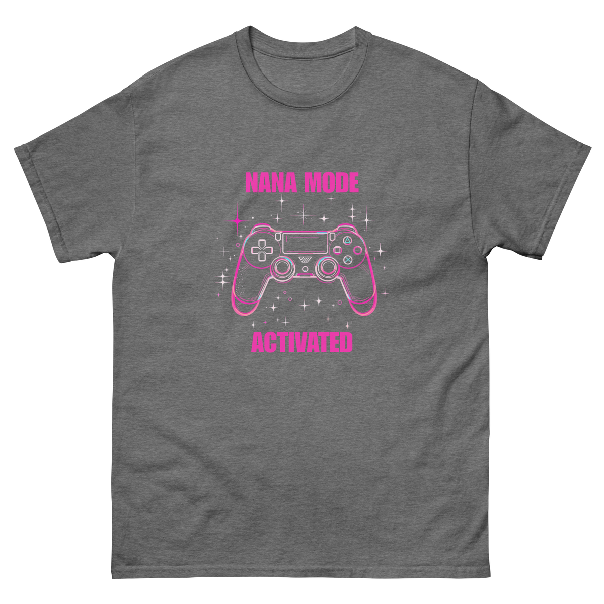 Retro gaming grandma tee featuring pink Nana Mode Activated design