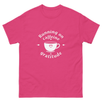 Running on Caffeine and Gratitude graphic shirt for everyday lifestyle wear-Product mockup