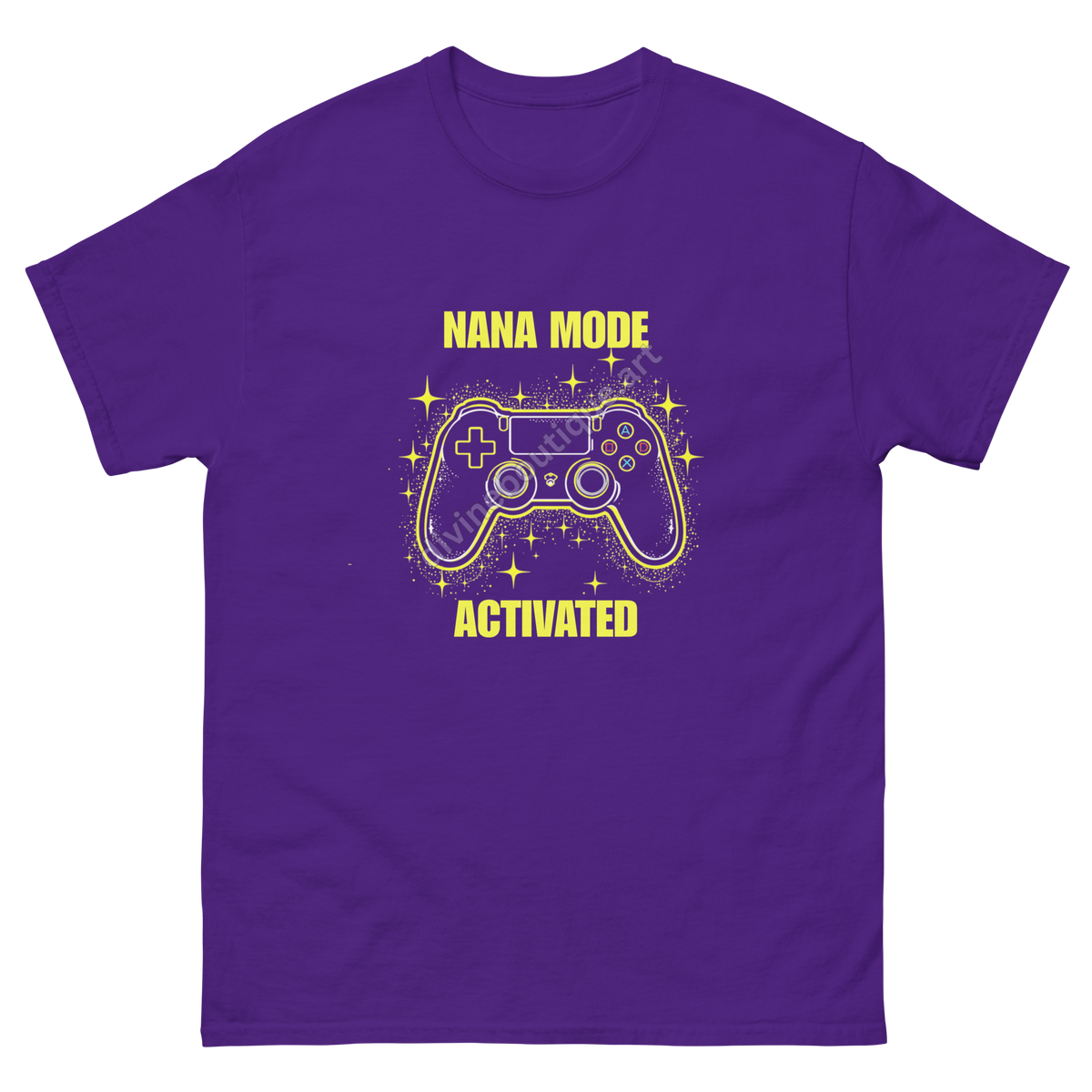 Retro gaming grandma tee featuring yellow Nana Mode Activated design