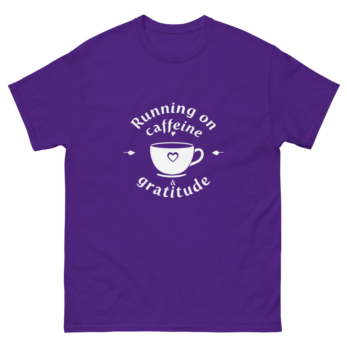 Running on Caffeine and Gratitude tee for moms and coffee lovers-Product mockup