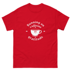 Caffeine and Gratitude graphic tee styled with casual women's outfit-Product mockup